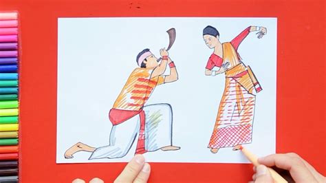bihu drawing easy|How to draw Bihu festival .